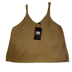 Frye‎ Cable Knit Tan Tank Top Women's Size M V Neck Adjustable Strap